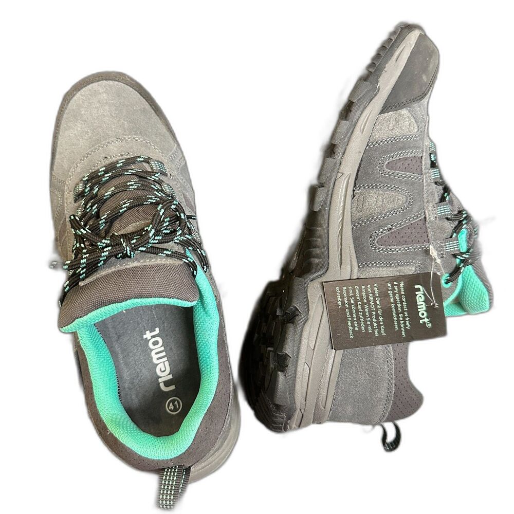 Riemot Waterproof Hiking Shoes, Women's 10 Lace Up Lightweight Gray & Teal, NWT